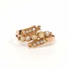 Bague Art Nouveau or jaune, perles et diamants taille rose