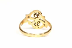 Bague Art Nouveau or jaune, perle, diamants