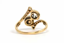 Bague Art Nouveau or jaune et argent, perle et diamants