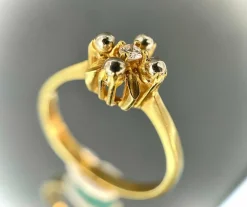 Bague Art Nouveau or jaune diamants