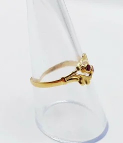Bague art nouveau or jaune rubis et monture fleurie (circa 1900) toi et moi