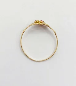 Bague art nouveau or jaune rubis et monture fleurie (circa 1900) toi et moi