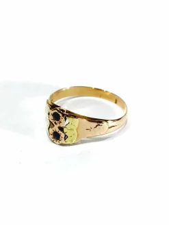 Bague Art Nouveau or jaune saphirs