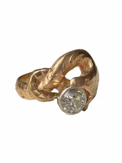 Bague Art Nouveau or rose et diamant
