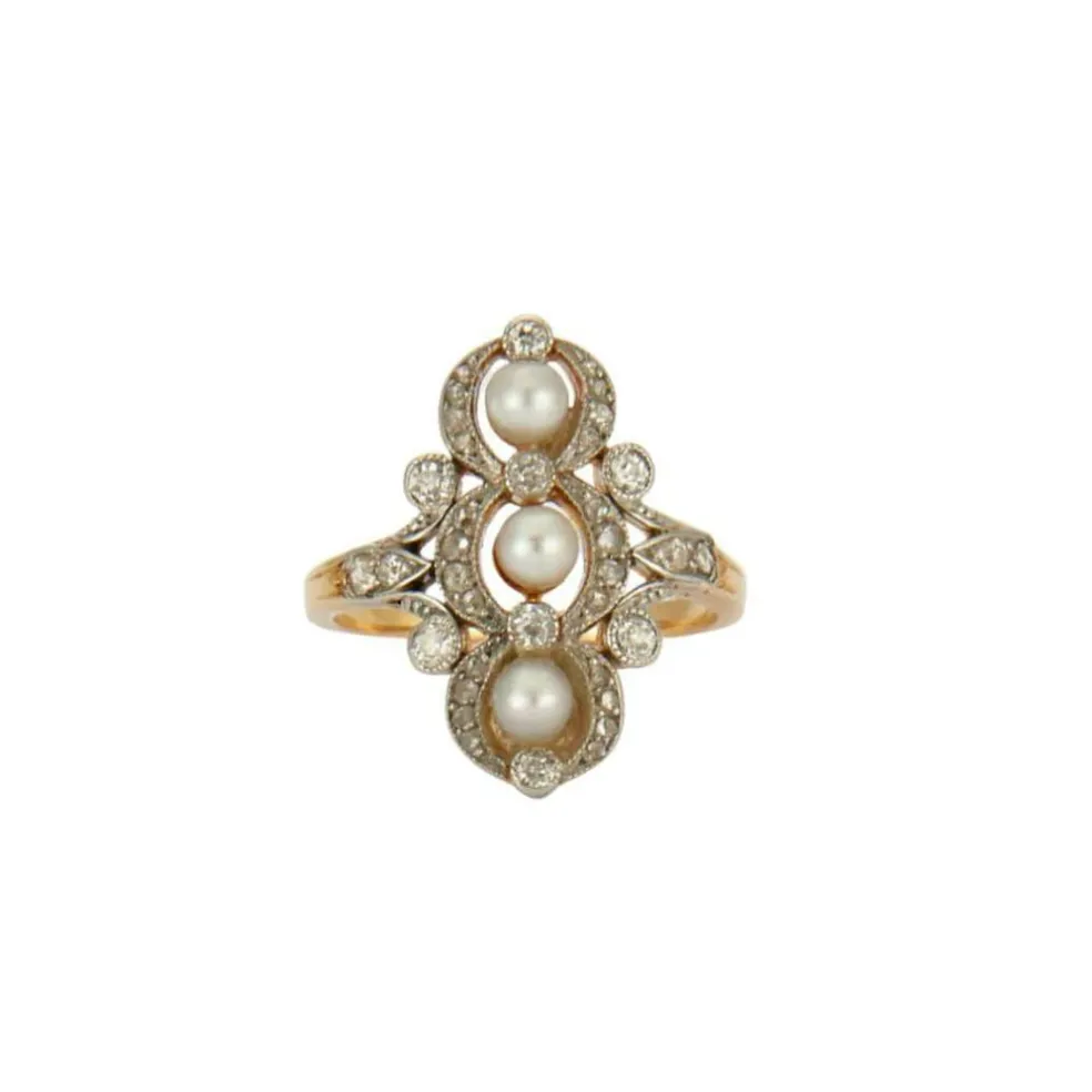 Bague Art Nouveau Perles