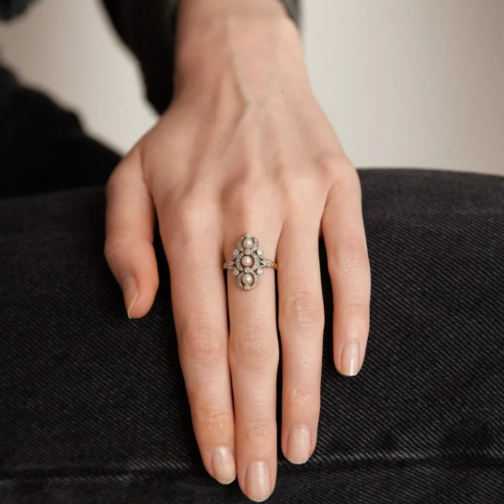 Bague Art Nouveau Perles