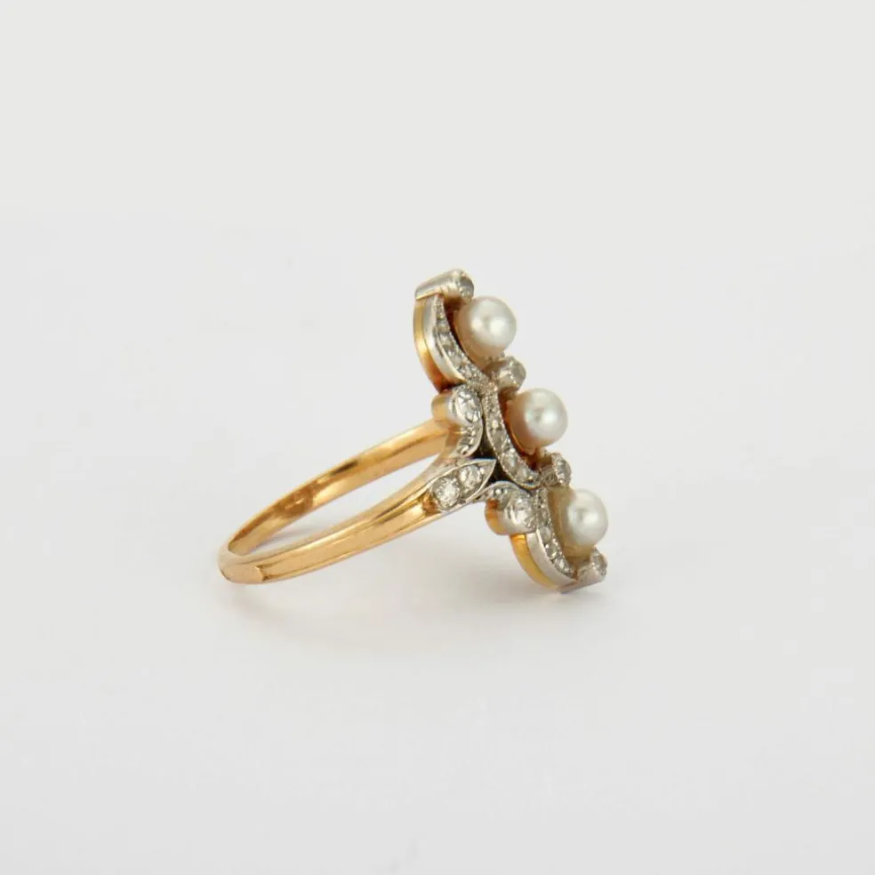Bague Art Nouveau Perles