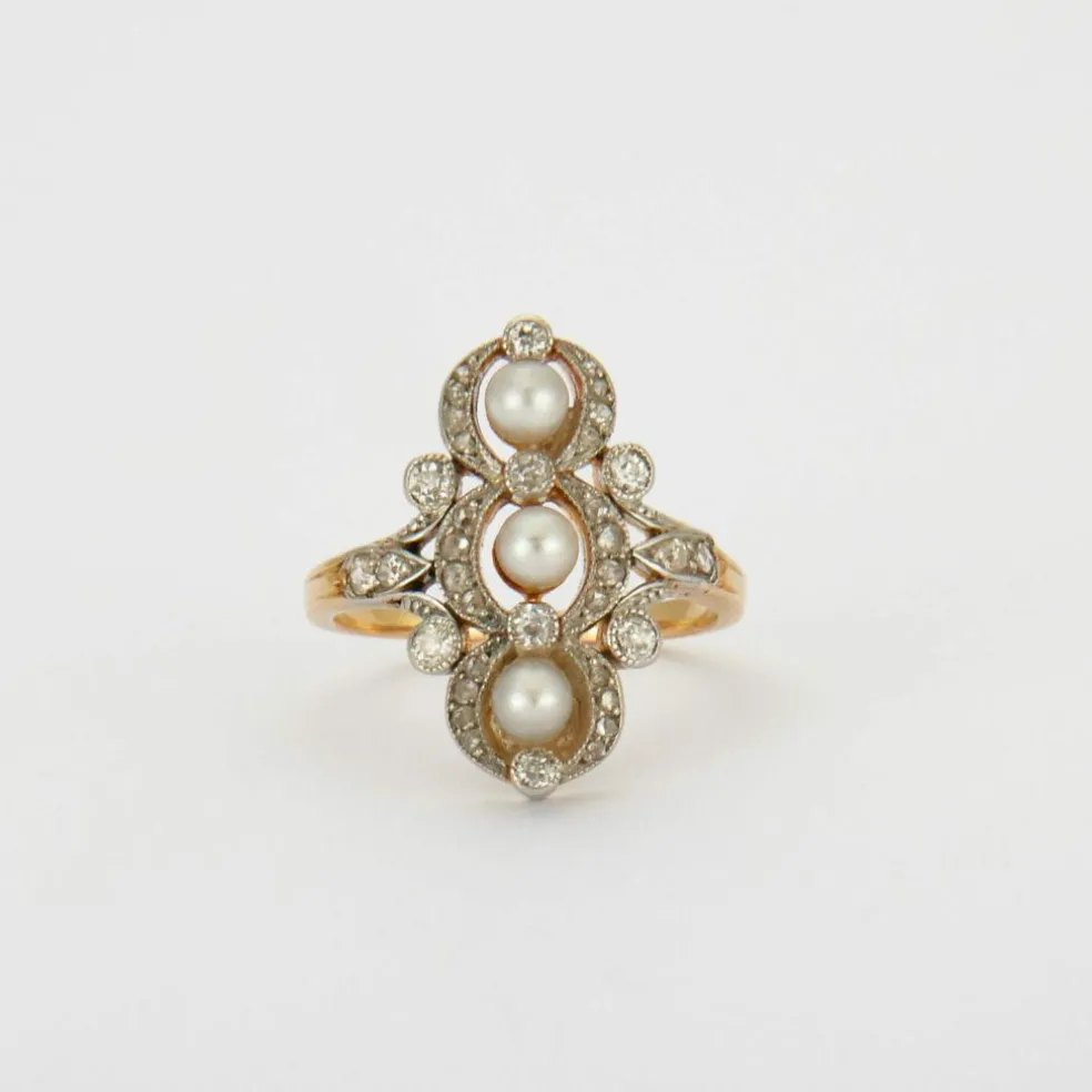 Bague Art Nouveau Perles