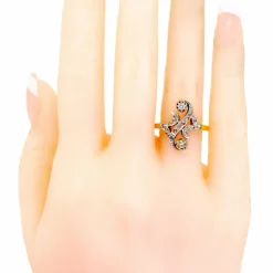 Bague Art Nouveau platine diamants