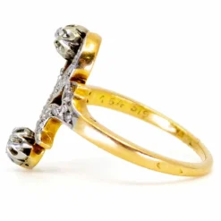 Bague Art Nouveau platine diamants