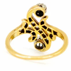 Bague Art Nouveau platine diamants