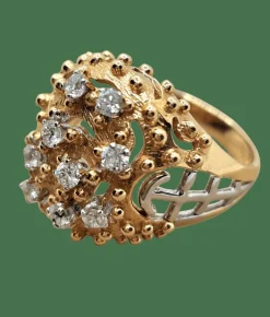 Bague Art Nouveau Vintage Or Rose diamants naturels