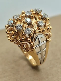Bague Art Nouveau Vintage Or Rose diamants naturels
