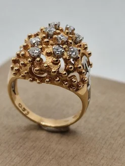Bague Art Nouveau Vintage Or Rose diamants naturels