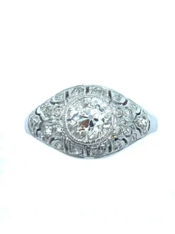 Bague Art-Deco or, platine et diamants