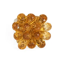 Bague articulée en citrine briolette, or 14 carats, bijou cocktail en forme de fleur