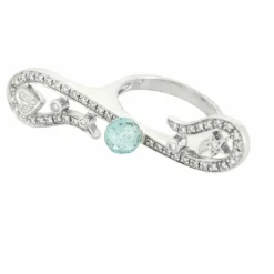 Bague Au coeur des étoiles, or blanc, diamants, topaze