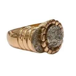 Bague au design rétro des années 1940-1945 en or 18 carats et platine avec diamants