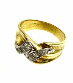 Bague auriculaire italienne, en or jaune et diamants