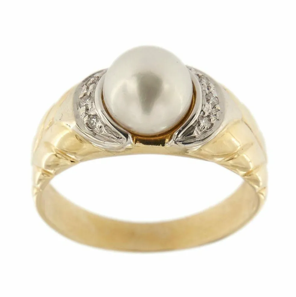 Bague avec perle et diamants