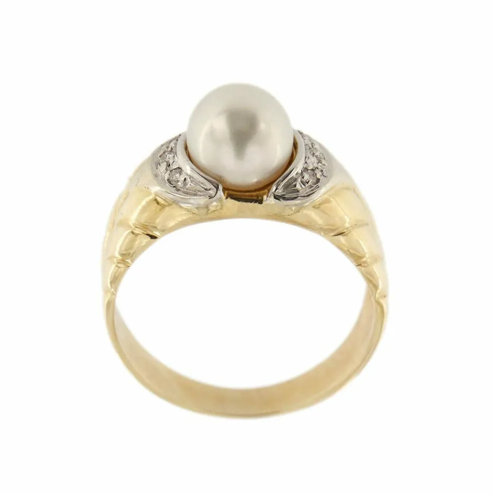 Bague avec perle et diamants