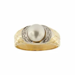 Bague avec perle et diamants