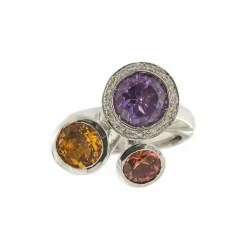 Bague avec pierres précieuses et diamants