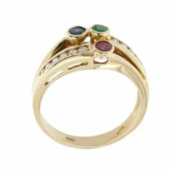 Bague avec rubis, émeraude, saphir et diamants