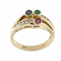 Bague avec rubis, émeraude, saphir et diamants