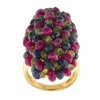 Bague avec rubis, saphirs et émeraudes