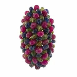 Bague avec rubis, saphirs et émeraudes