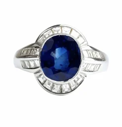 Bague avec saphir non traité et diamants