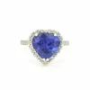 Bague avec tanzanite taille cœur et diamants