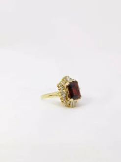 Bague ballerine Grenat Diamants baguette