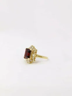 Bague ballerine Grenat Diamants baguette