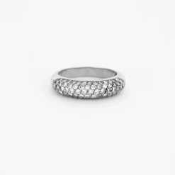 Bague Bande Pavée or blanc