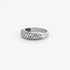 Bague Bande Pavée or blanc