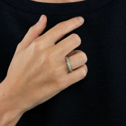 Bague Bande Pavée or blanc