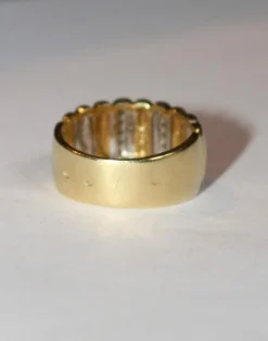 Bague bandeau 2 ors godronnée diamants