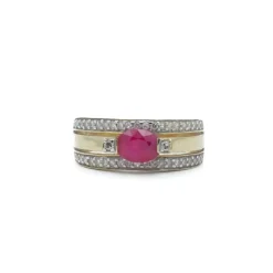Bague bandeau 2 Ors Rubis Diamants