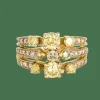 Bague bandeau à trois corps, 2 tons d'or et diamants