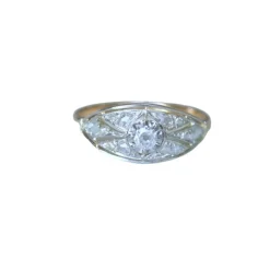 Bague Bandeau Art Déco 2 ors, diamants