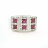 Bague bandeau avec rubis et diamants