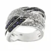 Bague bandeau diamants et saphirs