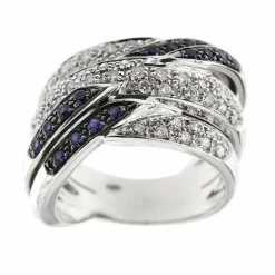Bague bandeau diamants et saphirs