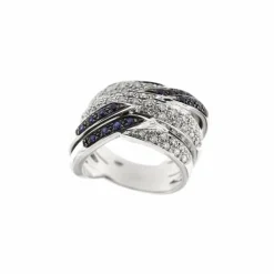 Bague bandeau diamants et saphirs