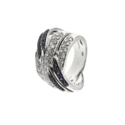 Bague bandeau diamants et saphirs