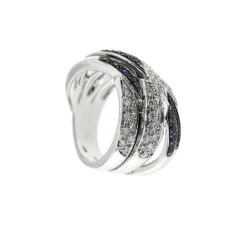 Bague bandeau diamants et saphirs