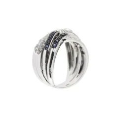 Bague bandeau diamants et saphirs