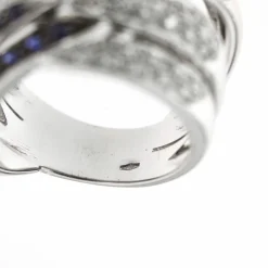 Bague bandeau diamants et saphirs